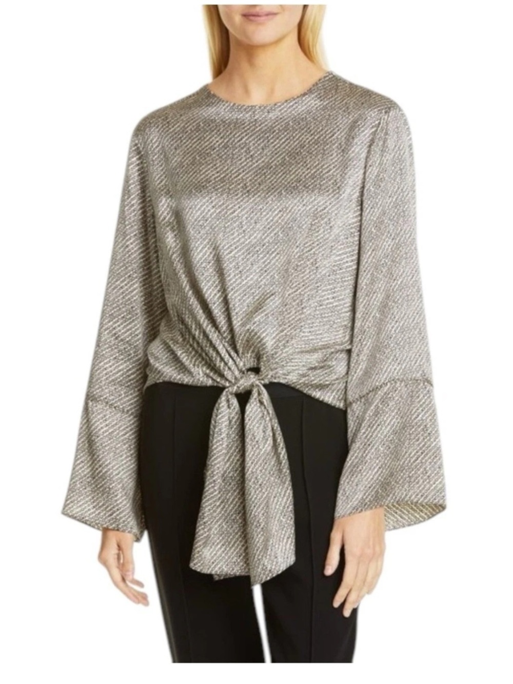 Cinq a Sept Silk Hayden Blouse Top Shirt Small Tie Office Geometric Print $395